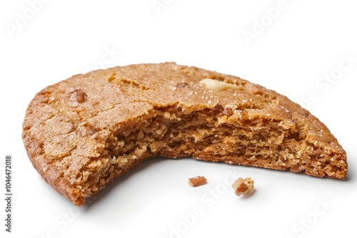 Partially eaten Ginger nut biscuit cutout photo