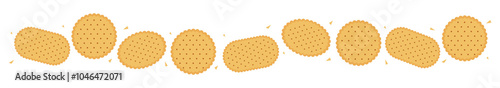 Crackers cookies divider border cartoon clipart flat illustration 