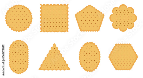 Set of crackers cookies collection flat illustration clipart cartoon