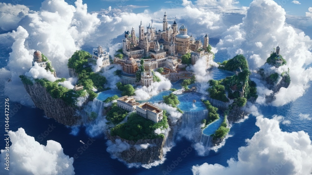 Fototapeta premium Transforming Realities: A World Where Buildings and Landscapes Seamlessly Morph Together