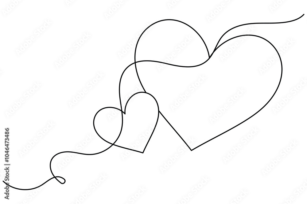 Fototapeta premium Continuous line drawing of love shape one drawing and outline valentine day vector icon