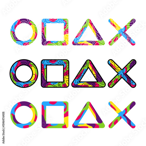 Game icon logo minimalist logo. Simple joystick button shape vector design. Isolated with soft background.