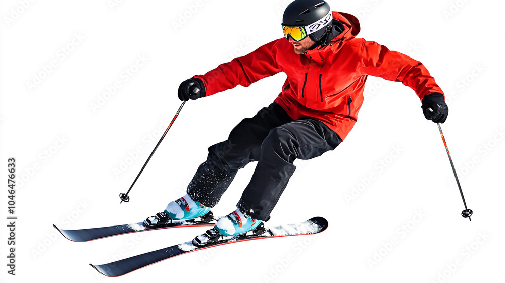 Obraz premium A snowboarder gracefully carving through fresh powder on a sunny winter day in the mountains