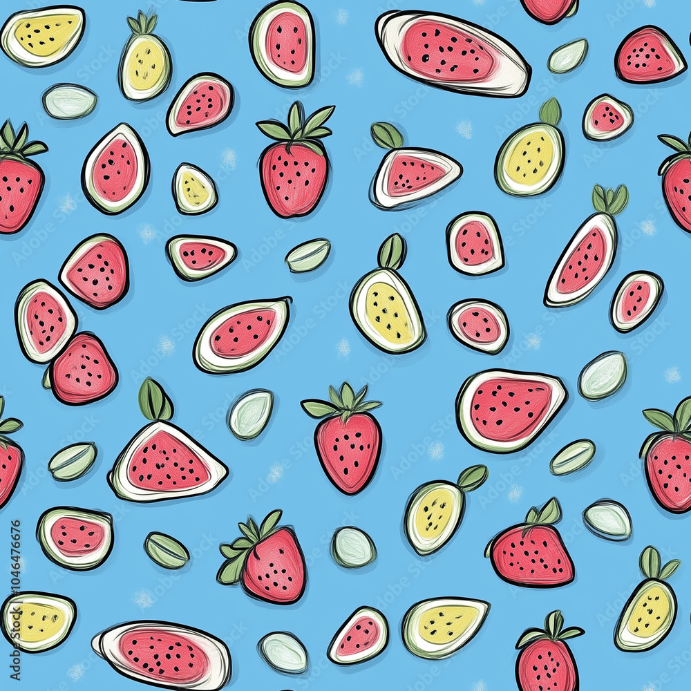 Bright Summer Fruit Pattern for Fun Designs Bright Summer Fruit Pattern for Fun Designs