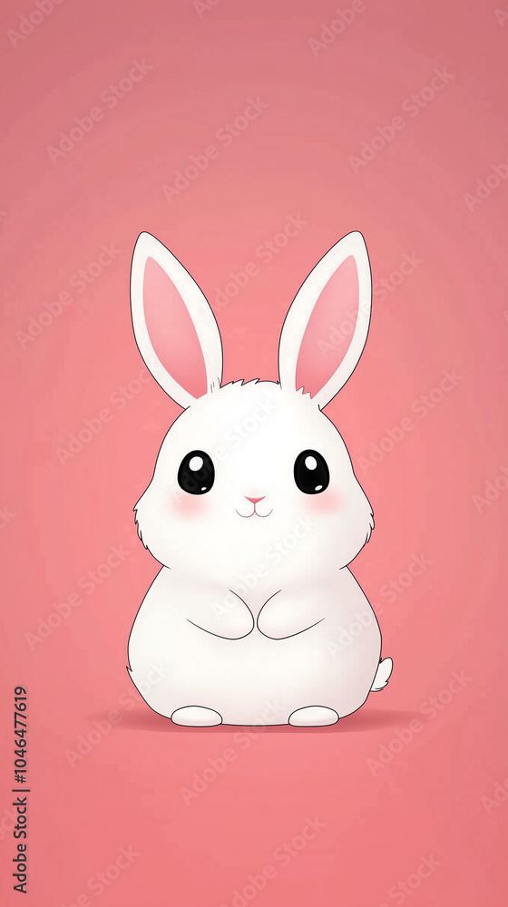 Cute Bunny in Kawaii Flat Style Illustration Cute Bunny in Kawaii Flat Style Illustration