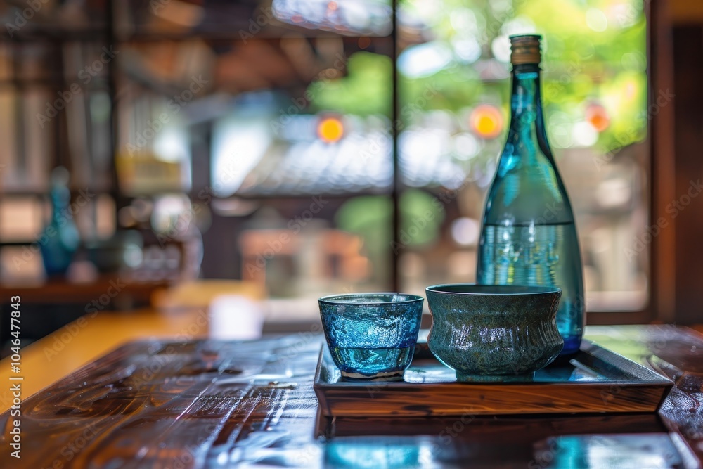 Sake in authentic Japanese eatery Sake in authentic Japanese eatery