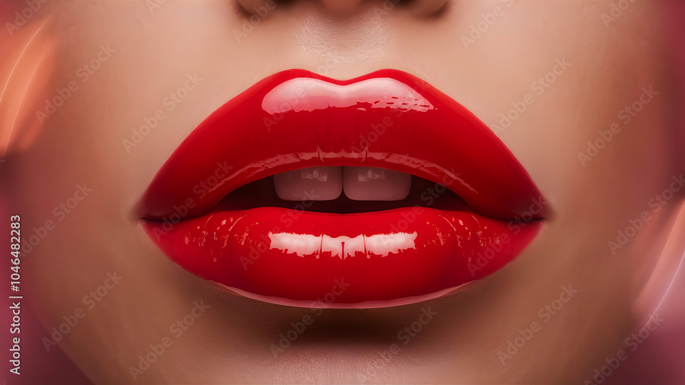 close up of glossy lips of woman close up of glossy lips of woman