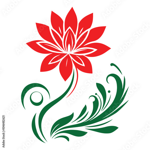 Vector red rose floral silhouette for graphic