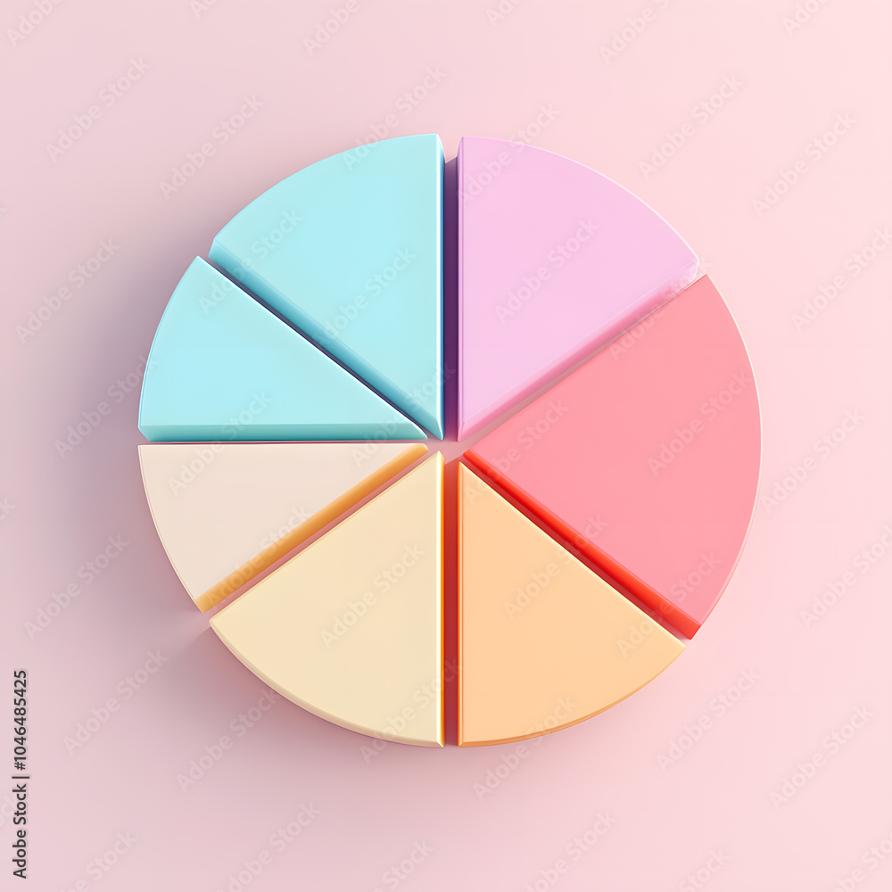 Obraz premium Top view 3d pie chart isolated on white 