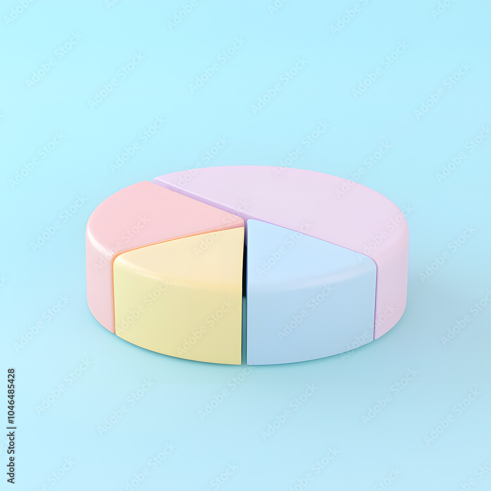 Obraz premium Top view 3d pie chart isolated on white 