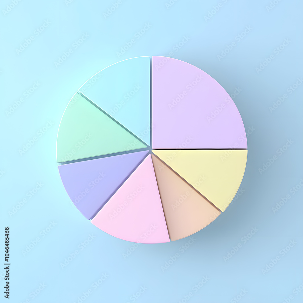 Obraz premium Top view 3d pie chart isolated on white 