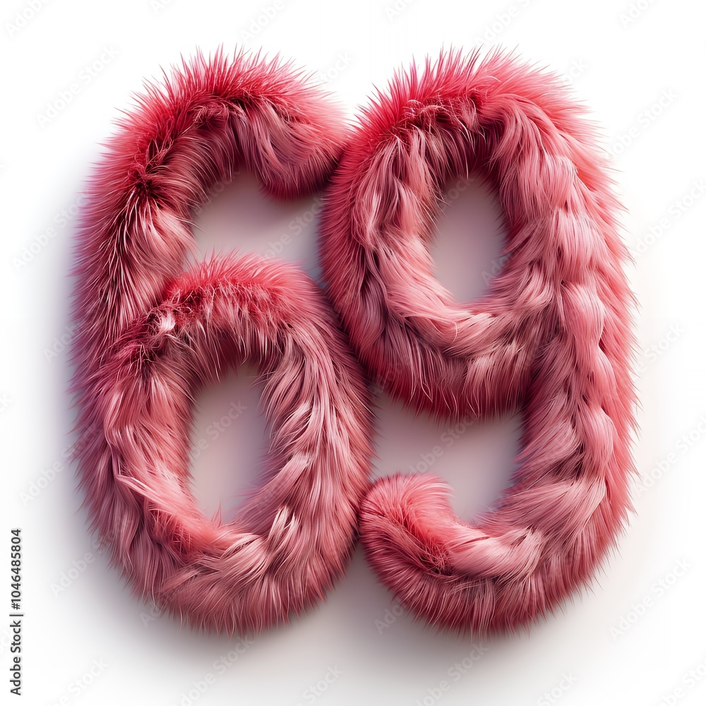 Pink furry number 69 isolated on white background. Pink furry number 69 isolated on white background.