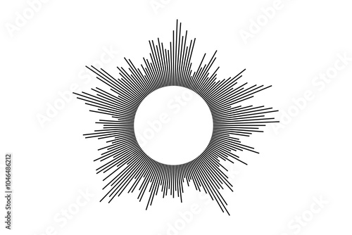 Circular sound waves, radial spectrum designs, ring lines patterns. 