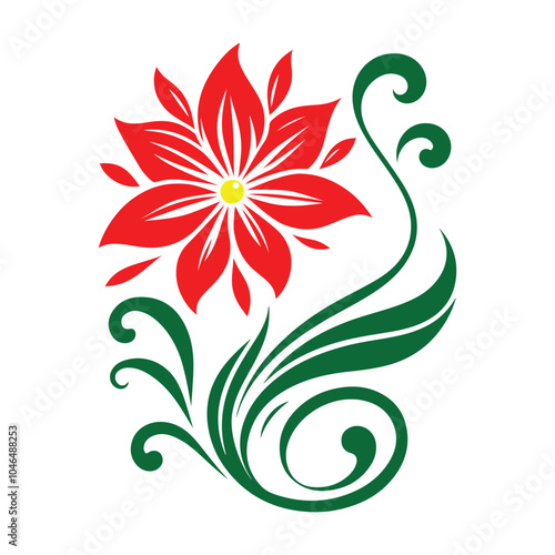 Vector red rose floral silhouette for graphic