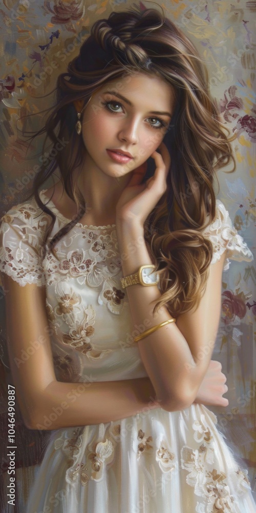 Naklejka premium Elegant expression of a girl with understated beauty