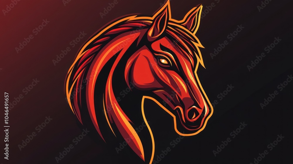 Fototapeta premium Illustration gaming mascot horse animal head logo design E-Sport background wallpaper AI generated image
