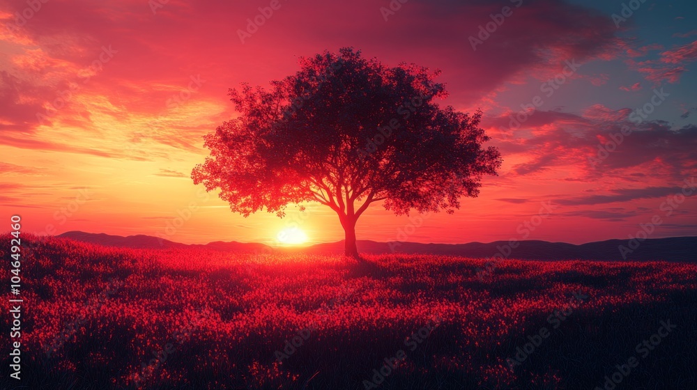 Fototapeta premium Solitary Tree at Sunset