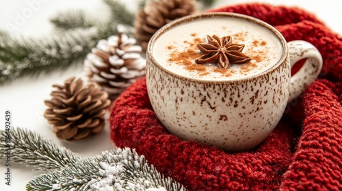 Close up of a cozy cup of eggnog