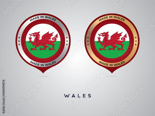 Made in Wales. labels, stickers, pointer, badge and symbol of Wales flag icon. Collection vector illustration photo