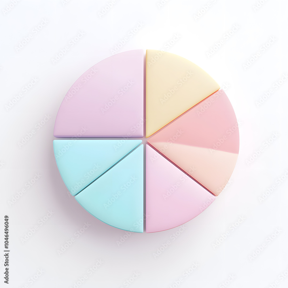 Fototapeta premium Top view 3d pie chart isolated on white