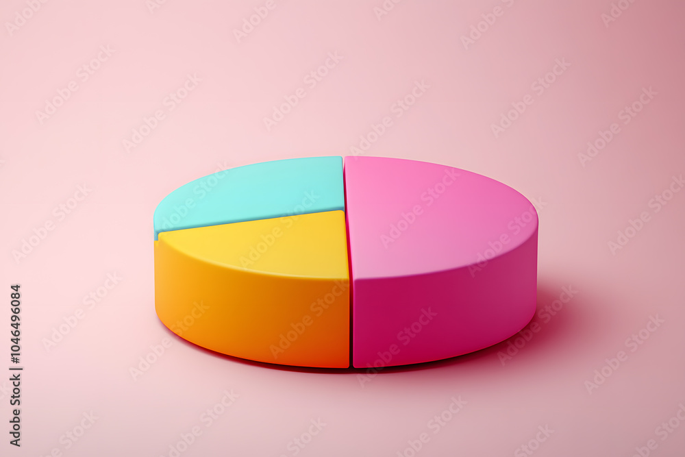 Obraz premium Top view 3d pie chart isolated on white