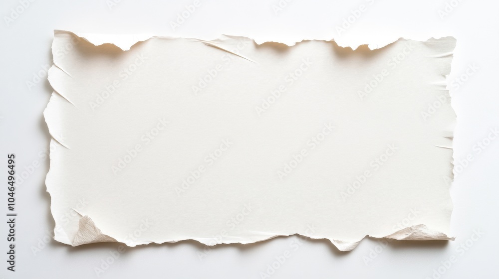 A blank piece of torn paper with uneven edges, set against a neutral background, ideal for notes or creative uses. A blank piece of torn paper with uneven edges, set against a neutral background, ideal for notes or creative uses.