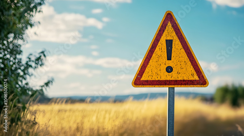 Warning sign displaying an exclamation mark for alerting of potential danger