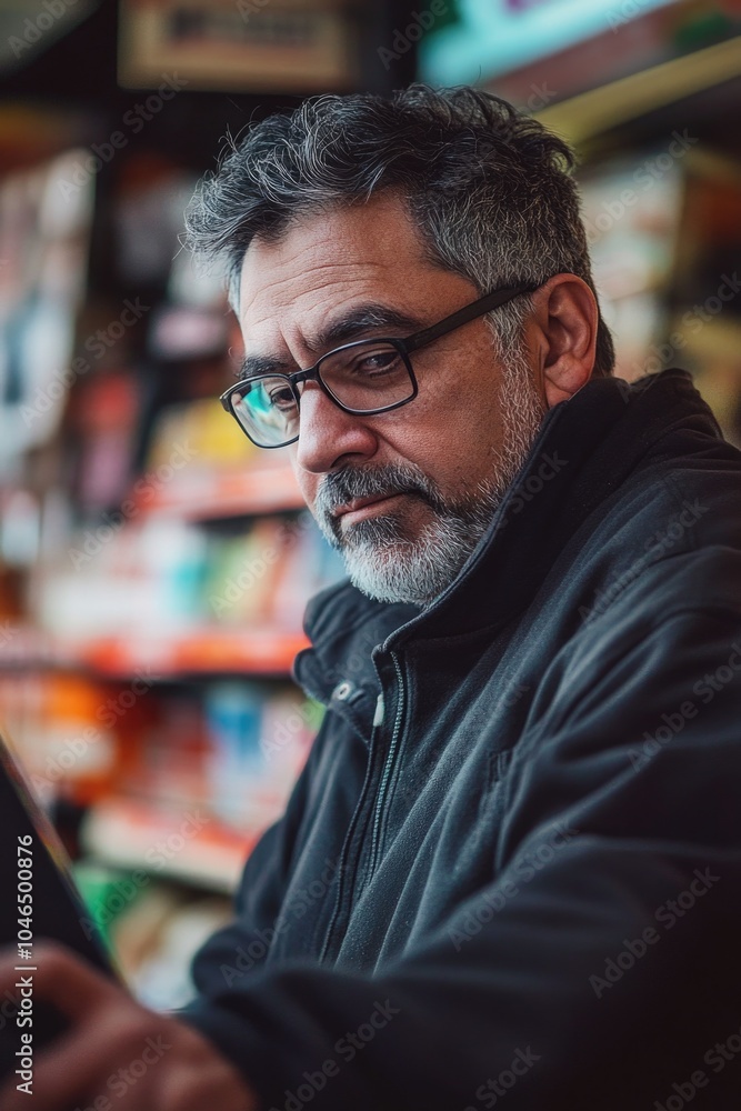 Obraz premium Man working on tablet
