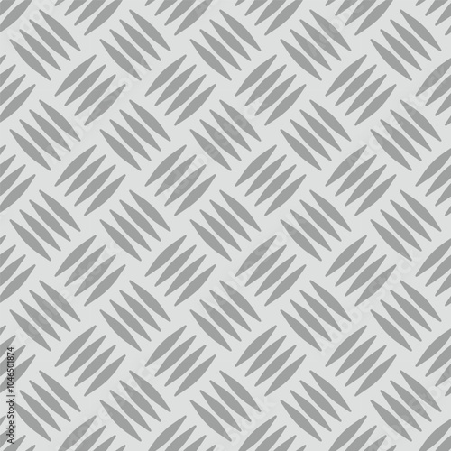 Diamond plate metal seamless pattern. Diamond structure texture. Metal construction background. Geometric diagonal tread stainless floor. Vector illustration isolated on white background.