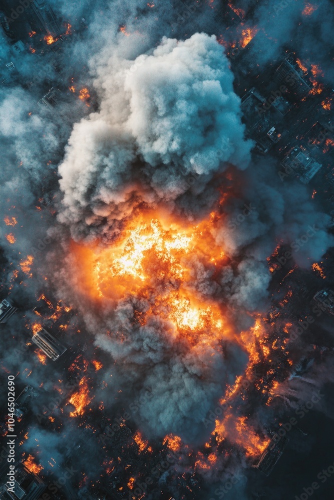 Fototapeta premium City Explosion Aerial View