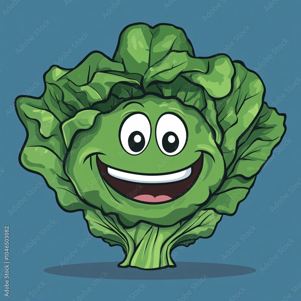 Obraz premium A cartoon collard greens with a happy expression