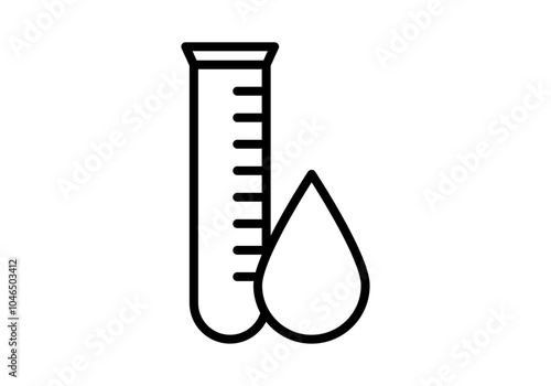 Icono negro de probeta con gota de sangre