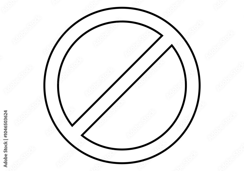 Icono negro de señal de prohibido en fondo blanco Icono negro de señal de prohibido en fondo blanco
