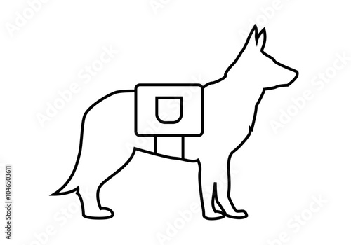 Icono negro de perro guía para personas ciega