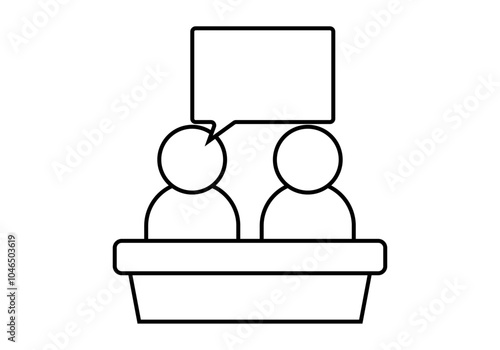 Icono negro de dos presentadores hablando