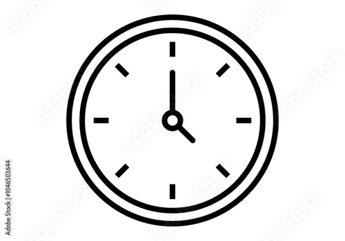 Icono negro de reloj analógico en fondo blanco