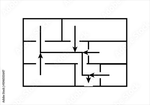 Icono negro de plano de un edificio para salida de emergencia