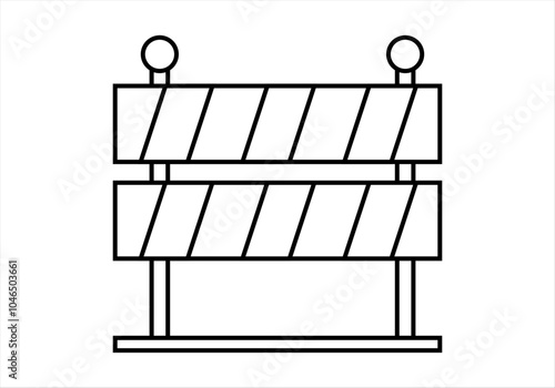 Icono negro de valla de aviso por obras o accidente 