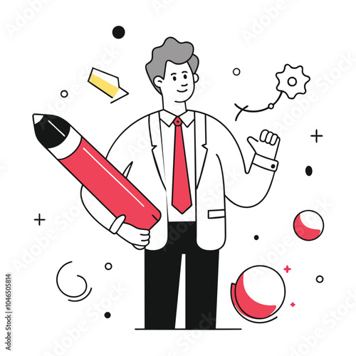  erasing business illustration of a man 