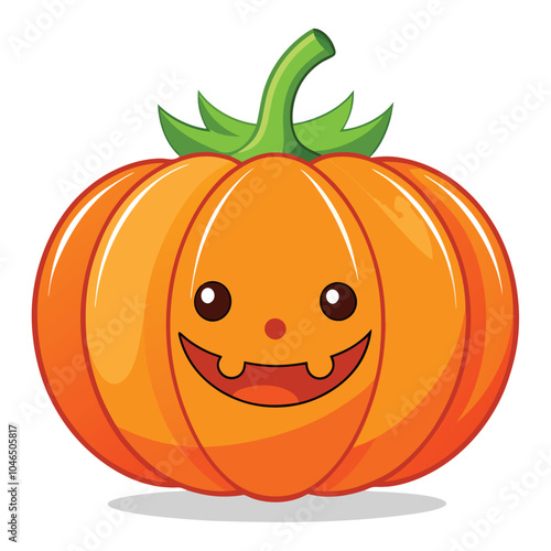 Big set pumpkin on white background. The main symbol of the Happy Halloween holiday. Orange pumpkin with a smile for your design for the holiday Halloween. Vector illustration.