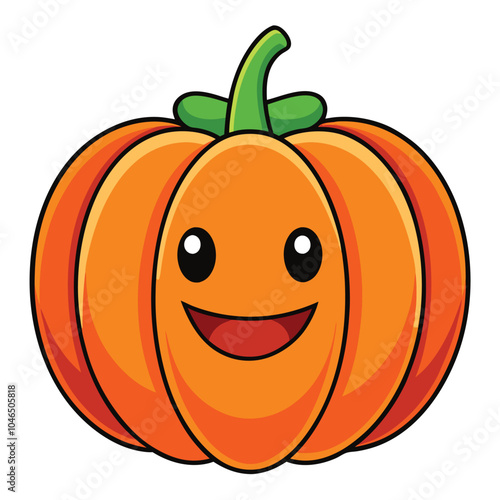 Big set pumpkin on white background. The main symbol of the Happy Halloween holiday. Orange pumpkin with a smile for your design for the holiday Halloween. Vector illustration.