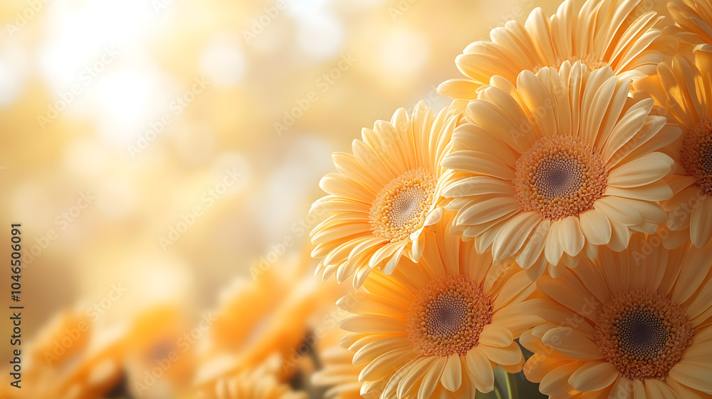 Gerbera Daisies in Bright Yellow and Peach Colors, Bathed in Sunshine, Creating a Cheerful and Vibrant Atmosphere, Perfect for Floral Arrangements, Weddings, and Spring Celebrations.
Gerbera Daisies in Bright Yellow and Peach Colors, Bathed in Sunshine, Creating a Cheerful and Vibrant Atmosphere, Perfect for Floral Arrangements, Weddings, and Spring Celebrations.