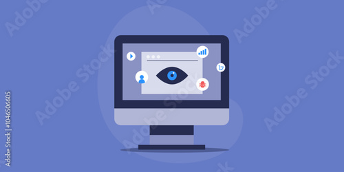 Website performance, web traffic and user activity monitoring, cyber security check conceptual vector illustration.