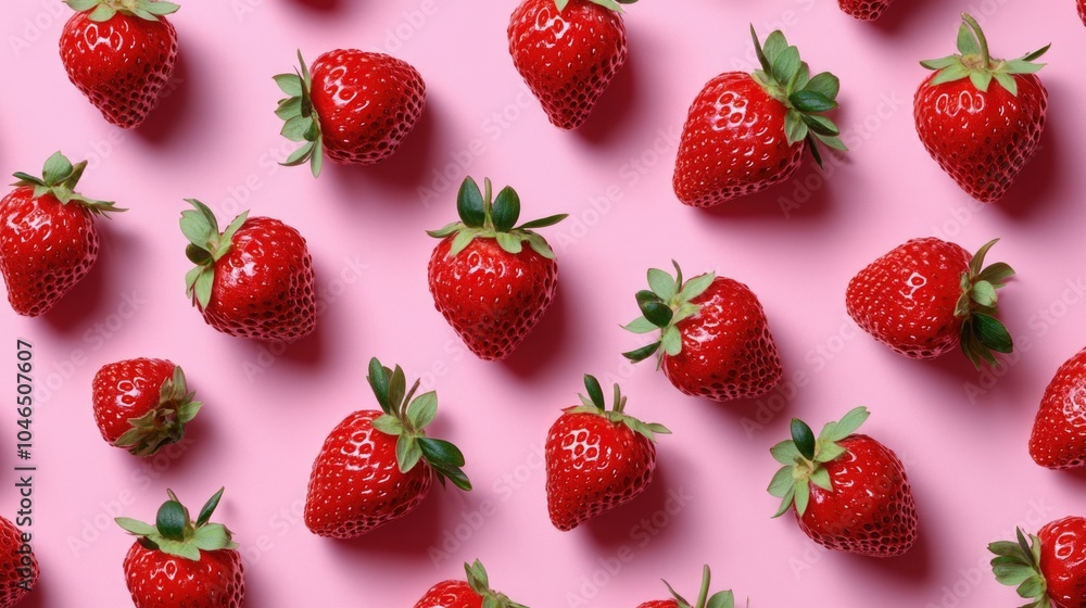 Strawberries on Pink Surface Strawberries on Pink Surface