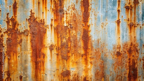 Rusty metal wall with peeling paint texture
