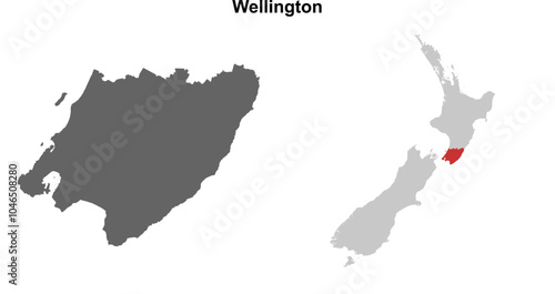 Wellington blank outline map set