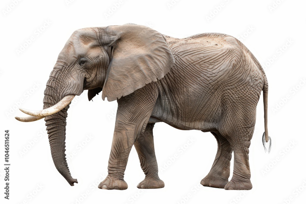 Obraz premium A realistic depiction of an elephant standing on a white background.