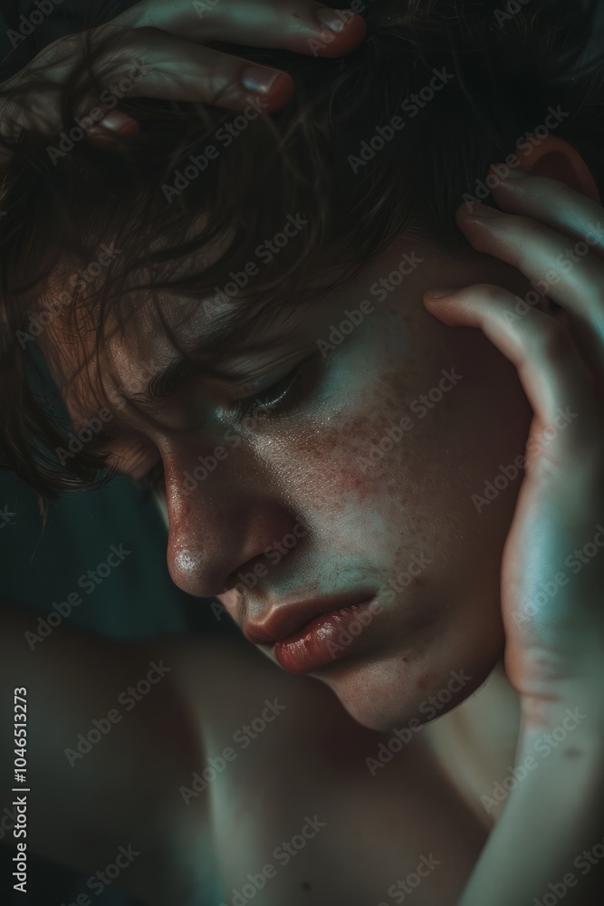 Young Person Experiencing Deep Emotional Distress and Sadness Young Person Experiencing Deep Emotional Distress and Sadness
