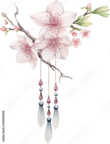 cherry blossom isolated on white