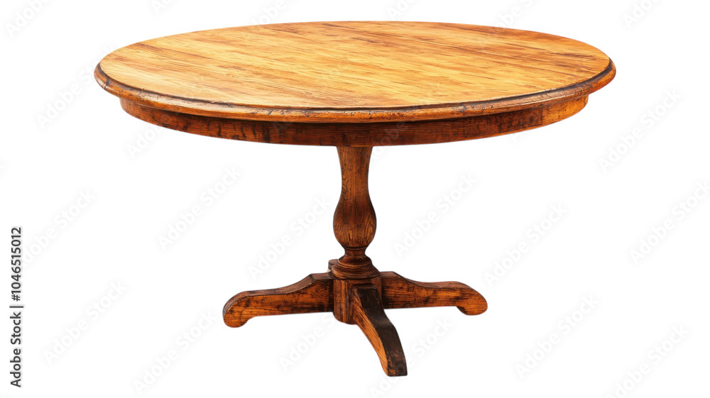 Round wooden table with a polished finish, ideal for dining or gathering in a cozy home setting. Round wooden table with a polished finish, ideal for dining or gathering in a cozy home setting.